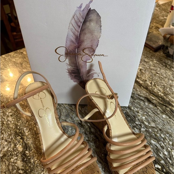 Jessica Simpson Cork and Tan Wedge Sandals - Picture 3 of 5